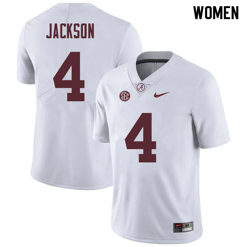 Women #4 Eddie Jackson Alabama Crimson Tide College Football Jerseys Sale-White